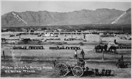 Central sectional view of the great camp at Fort Bliss, Texas. Picket Lines and Battery Parks., 09-26-1915 - NARA - 533141