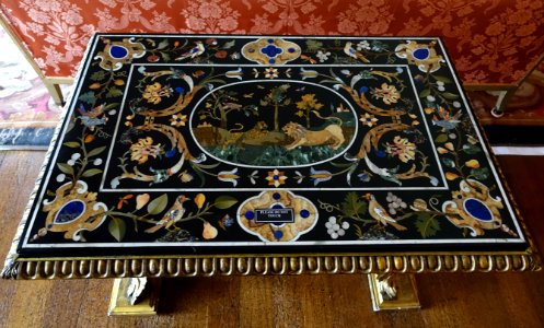 Centre table top, early 1600s, Florence, marble - Red Drawing Room - Shugborough Hall - Staffordshire, England - DSC00352