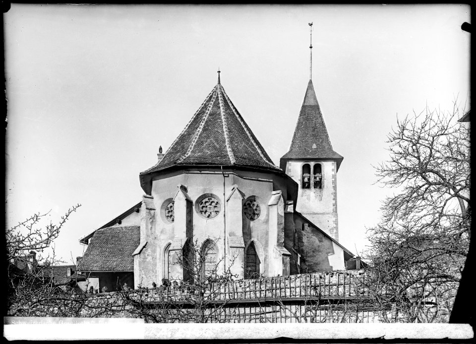 CH-NB - Lutry, Temple de Lutry, vue d'ensemble extérieure - Collection Max van Berchem - EAD-7331