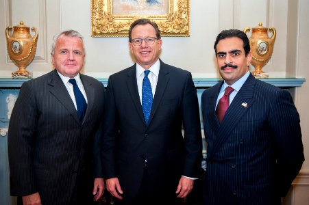Deputy Secretary Sullivan Poses for a Photo With Ambassador-designate to the Kingdom of Bahrain Siberell
