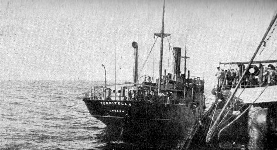 Der britische Dampfer TURRITELLA (ex deutsch GUTENFELS) wird am 27. Februar 1917 im Indischen Ozean durch den Hilfskreuzer SMS WOLF aufgebracht