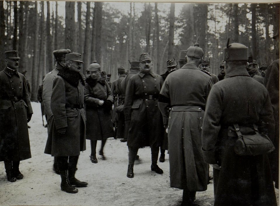 Der Oberkommandierende der deutschen Ostarmee Generalfeldmarschall Prinz Leopold von Bayern insoziert die Wiener Truppen der 25 Infanteriedivision (BildID 15446257)