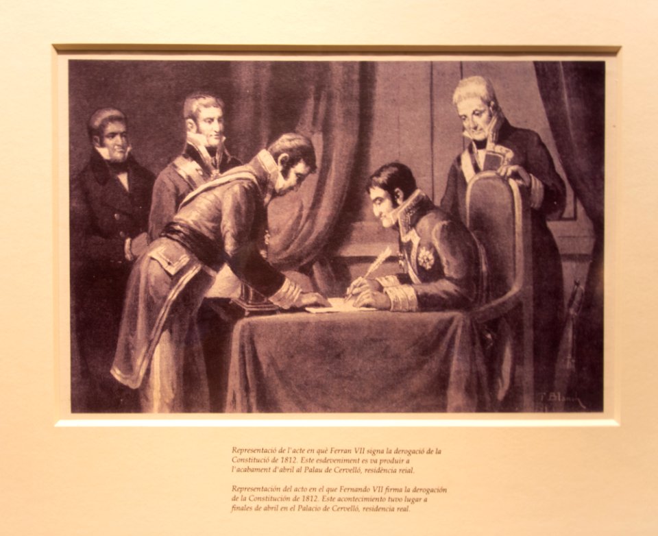 Derogación de la Constitución de 1812 por Fernando VII en el palacio de Cervelló 01