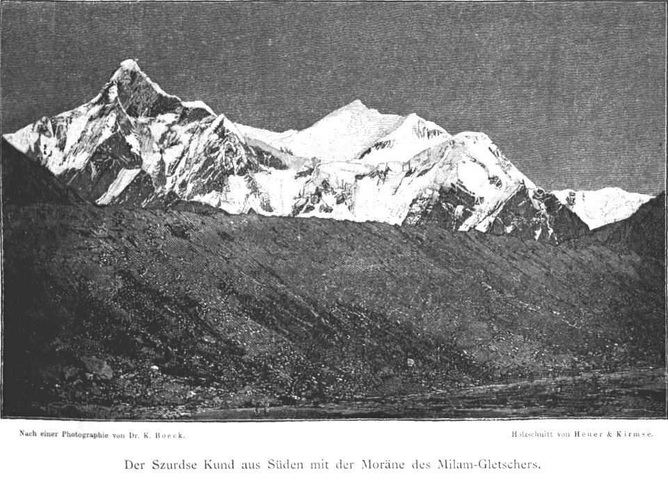 Der Szurdse Kund aus Süden mit der Moräne des Milam-Gletschers