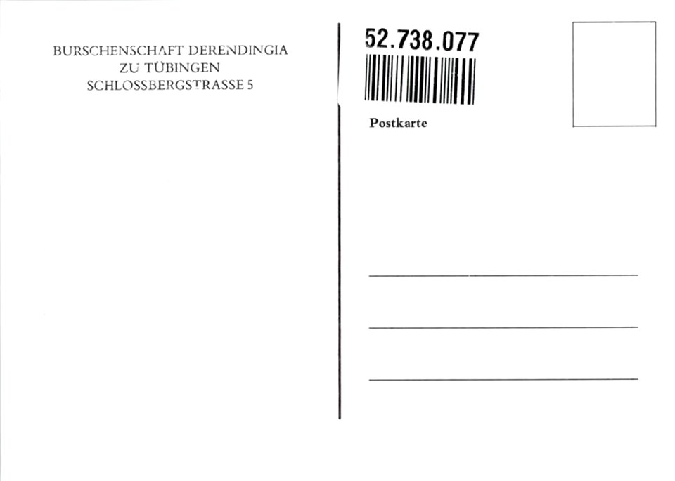 Derendingia sei's Panier. Postkarte der Derendingia mit Wappen R
