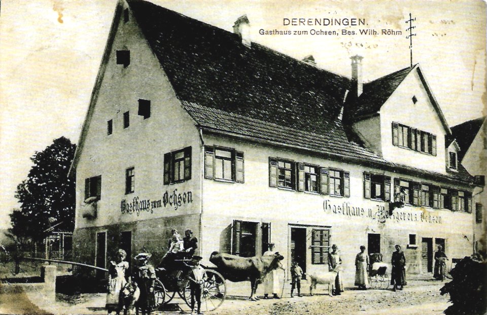Derendingen. Gasthaus u Metzgerei zum Ochsen (AK H Sting 1907 TPk144)