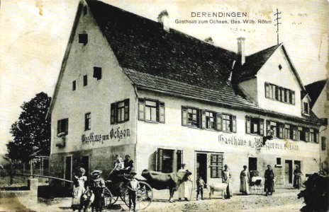 Derendingen. Gasthaus u Metzgerei zum Ochsen (AK H Sting 1907 TPk144)