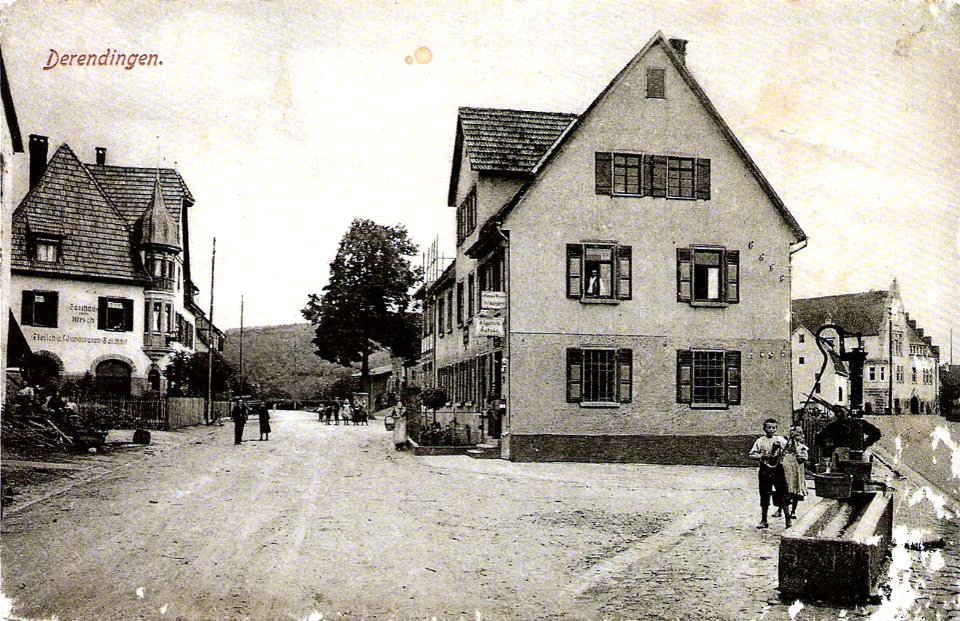 Derendingen. Fabrikstraße mit Gasthaus zum Hirsch (AK J Hansis Gebr. Metz 1907 TPk146)
