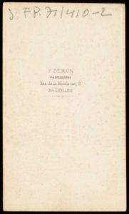 Deron, François - carte de visite, achterzijde (P 1971 0410 0002)