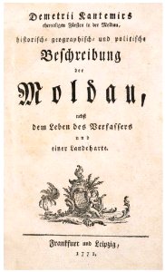 Descriptio Moldaviae, 1771-coperta