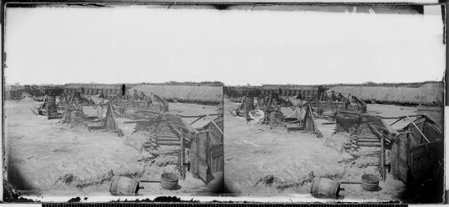 Deserted huts inside of breastworks. Petersburg lines (4152968659)