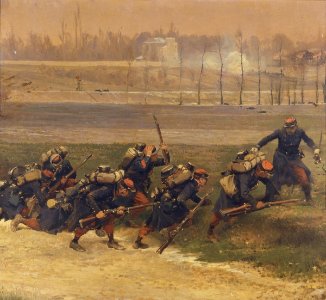 Des Lignards vont au feu, fragment du panorama de La Bataille de Champigny