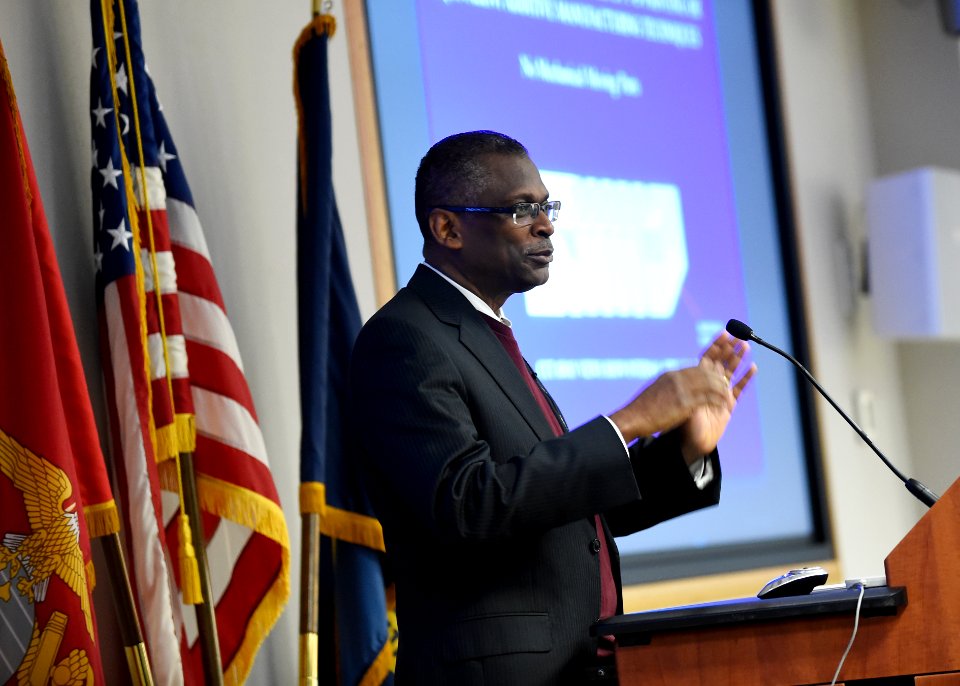 Dr. Lonnie George Johnson speaks in a lecture on February 2, 2016. 160202-N-PO203-057 (24409935599)