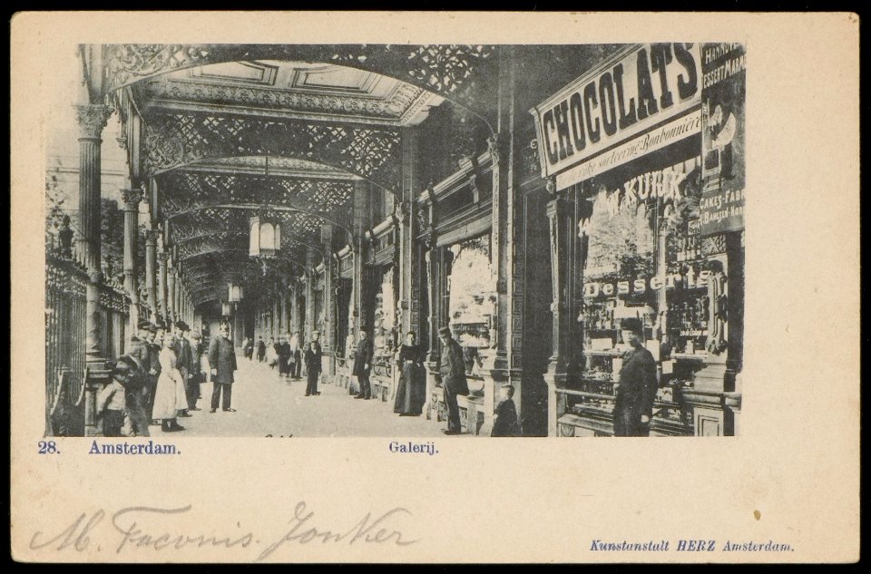Galerij Paleis voor Volksvlijt, Frederiksplein 56. Uitgave Kunstanstalt HERZ Amsterdam, Afb PBKD00087000001
