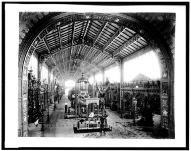 Gallery of Thirty Meters, looking toward the Central Dome, with the bronze statue of St. Michael in foreground, Paris Exposition, 1889 LCCN92520425