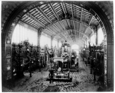 Gallery of Thirty Meters, looking toward the Central Dome, with bronze statue of St. Michael in foreground, Paris Exposition, 1889 LCCN92520424