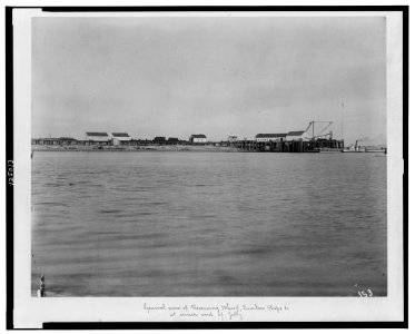 General view of receiving wharf, quarters, shops, etc. at inner end of jetty LCCN00650207