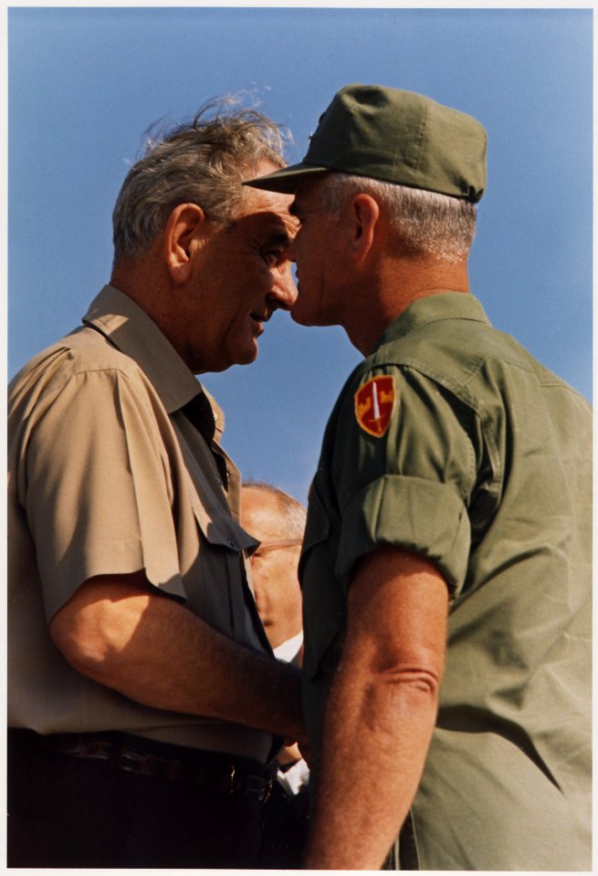General William Westmoreland and President Lyndon B. Johnson at Cam Ranh Bay - NARA - 192556