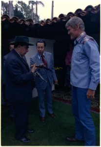 General Secretary Brezhnev meets actor Chuck Connors, at San Clemente - NARA - 194526