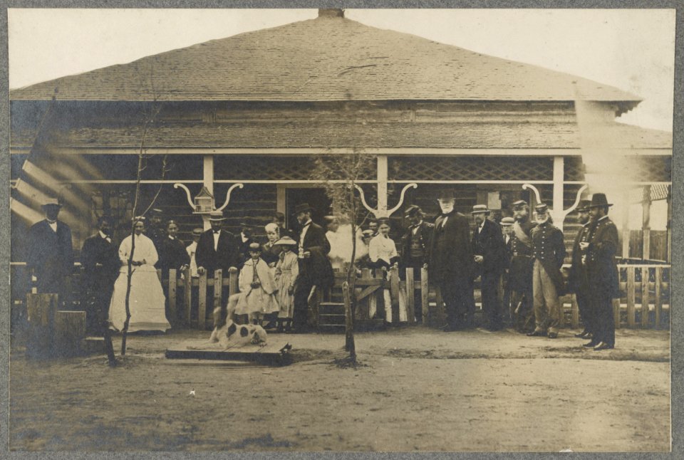 Generals Grant, Sherman, Sheridan, Hooker, Harney, Dodge, Gibbon, and Potter at Fort Sanders LCCN2013647598