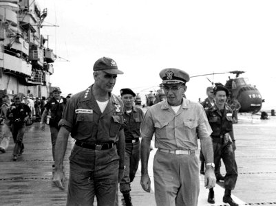 General William Westmoreland aboard USS Princeton (LPH-5), 14 November 1964 (NH 93798)