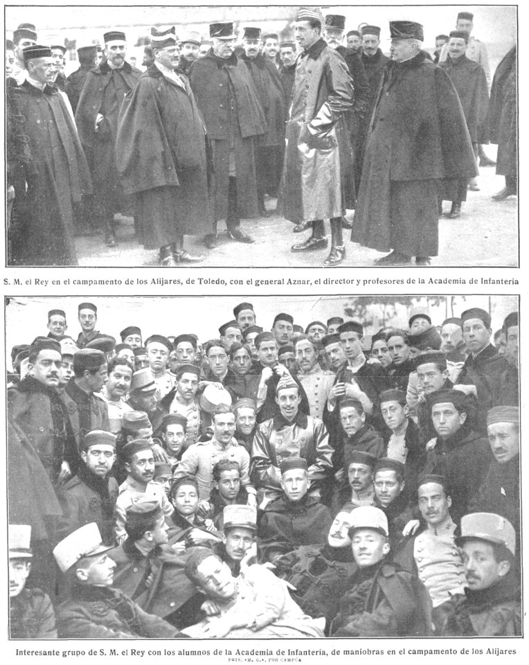 El rey en el campamento de los Alijares, de Campúa, Mundo Gráfico, 13-05-1914