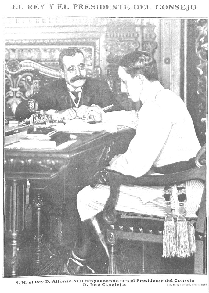 El rey y el presidente del Consejo, de Campúa, Nuevo Mundo, 07-07-1910