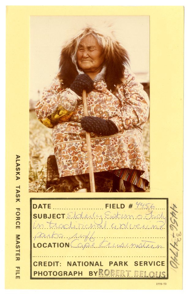 Elderly Eskimo lady in traditional wolverine parka ruff (33550477665)