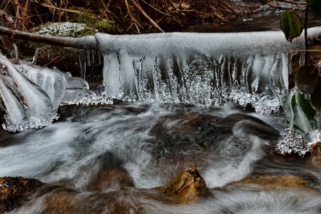 Winter creek ice water photo