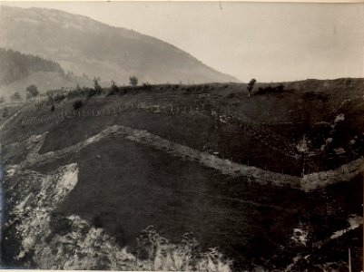 Elektrische Drahtverhaue bei Tarvis. Aufgenommen.am 24.Mai 1916. (BildID 15475489)