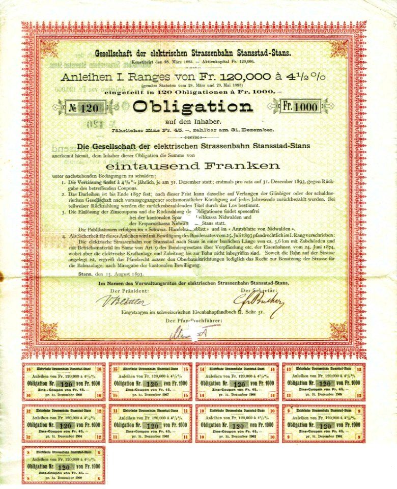 Elektrische Strassenbahn Stansstad-Stans 1893