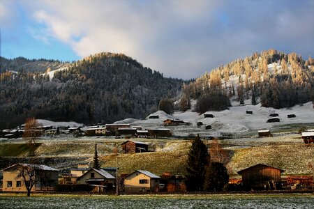 Nature gray houses photo