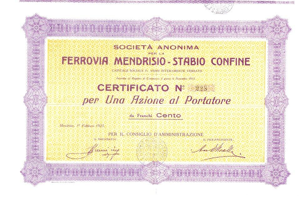 Ferrovia Mendrisio-Stabio Confine 1925