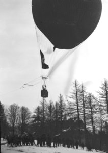 Fesselballon wird über den Bäumen festgehalten - CH-BAR - 3238368