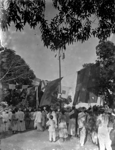 Fest den 14 juli. Datum, 1906. Ort, Majunga, Madagaskar. (negativkkuvert). Majunga - SMVK - 021834