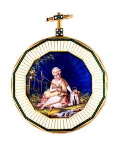 Fickur med boett av guld med miniatyrmålning i emalj, 1780 - Hallwylska museet - 110460