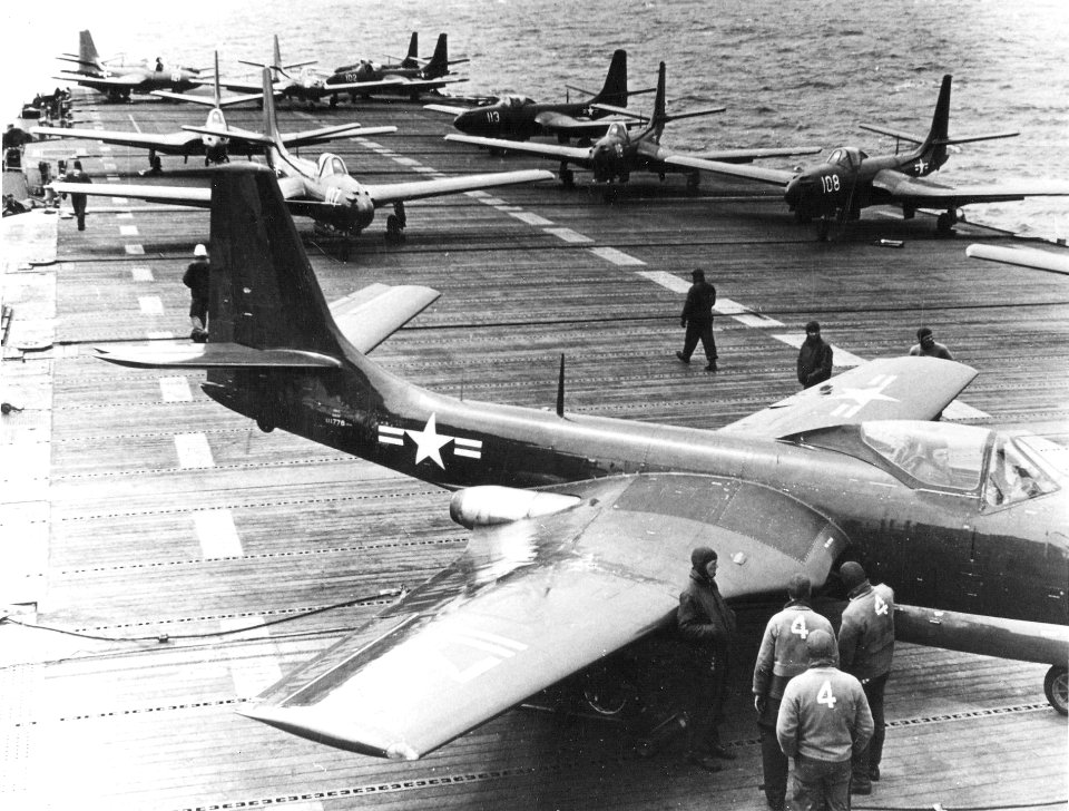 FH-1 Phantoms of VF-17A on USS Saipan (CVL-48) on 6 May 1948 (NNAM.1996.253.7239.010)