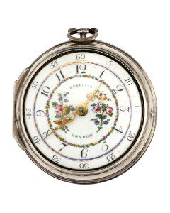 Fickur i silver med blomstermotiv på urtavlan, 1780 - Hallwylska museet - 110462