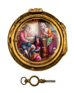 Fickur med boett av guld och emalj med miniatyrmålning, 1780 - Hallwylska museet - 110449