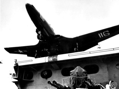FH-1 Phantom of VF-17A taking off from USS Saipan (CVL-48) on 6 May 1948 (NNAM.1996.253.7239)