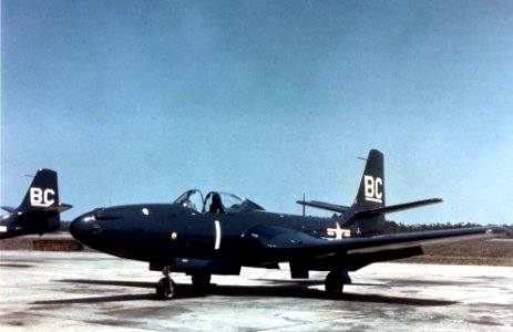 FH-1 Phantoms of VMF-122 parked c1949