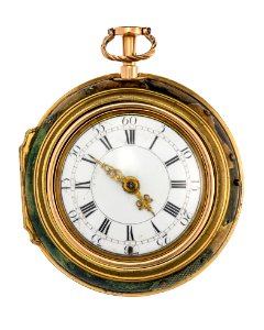 Fickur med yttre boett av förgylld brons samt grönfärgat hajskinn, 1753 - Hallwylska museet - 110447