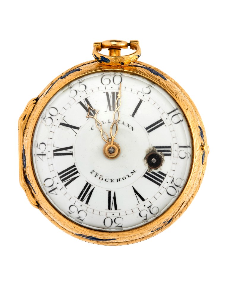 Fickur med boett av guld och urtavla i emalj, 1755 - Hallwylska museet - 110425