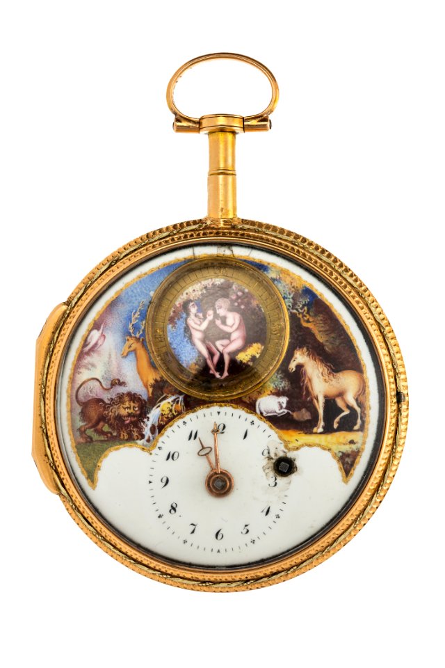 Fickur med urtavla av emalj med miniatyrmålning, 1800-tal - Hallwylska museet - 110458