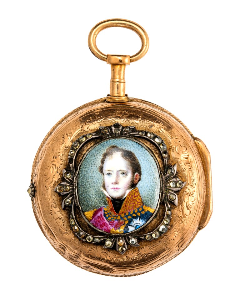 Fickur med boett av guld med miniatyrporträtt i emalj - Hallwylska museet - 110408