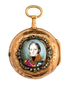 Fickur med boett av guld med miniatyrporträtt i emalj - Hallwylska museet - 110408