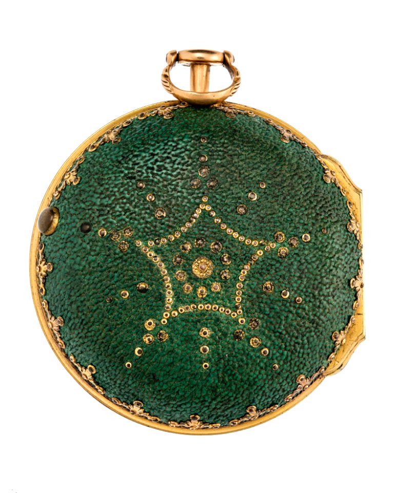Fickur med yttre boett av förgylld brons och pressat skinn, 1700-tal - Hallwylska museet - 110446