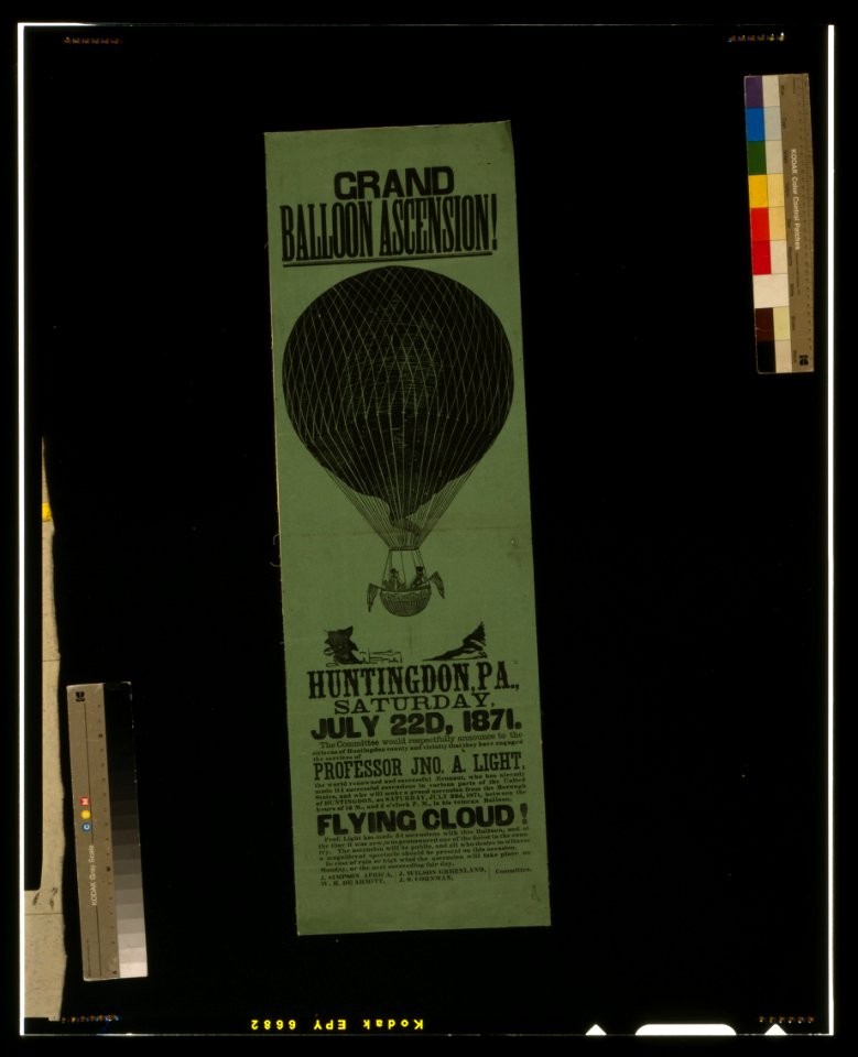 Grand balloon ascension! Huntingdon, Pa., Saturday, July 22d, 1871 LCCN2002713111