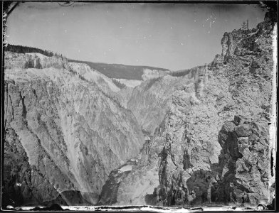 Grand Canyon of the Yellowstone, from the east side, one mile below the falls, looking down. - NARA - 516697