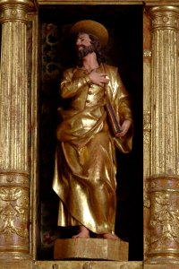 G.A.Agostini, altare maggiore, s. Matteo evangelista, chiesa di S. Michele a Formeaso di Zuglio